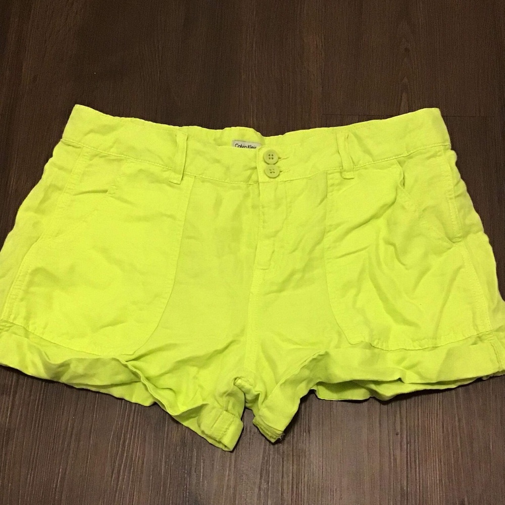 NWOT Calvin Klein Jeans Yellow Green Shorts